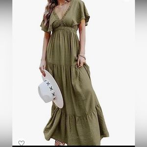 Amazon Olive Green Maxi Dress